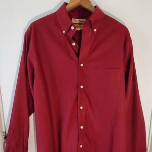Red Roundtree & Yorke Men's Christmas Dress Shirt Size M Dark Red Long Sleeve